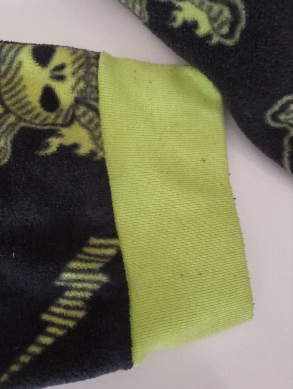 Joe Boxer Black Footie Hoodie with Neon Yellow Skull Print